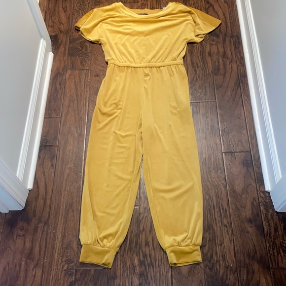 Anthropologie Saturday Sunday Linda Yellow Velvet Jogger Jumpsuit - Picture 3 of 6